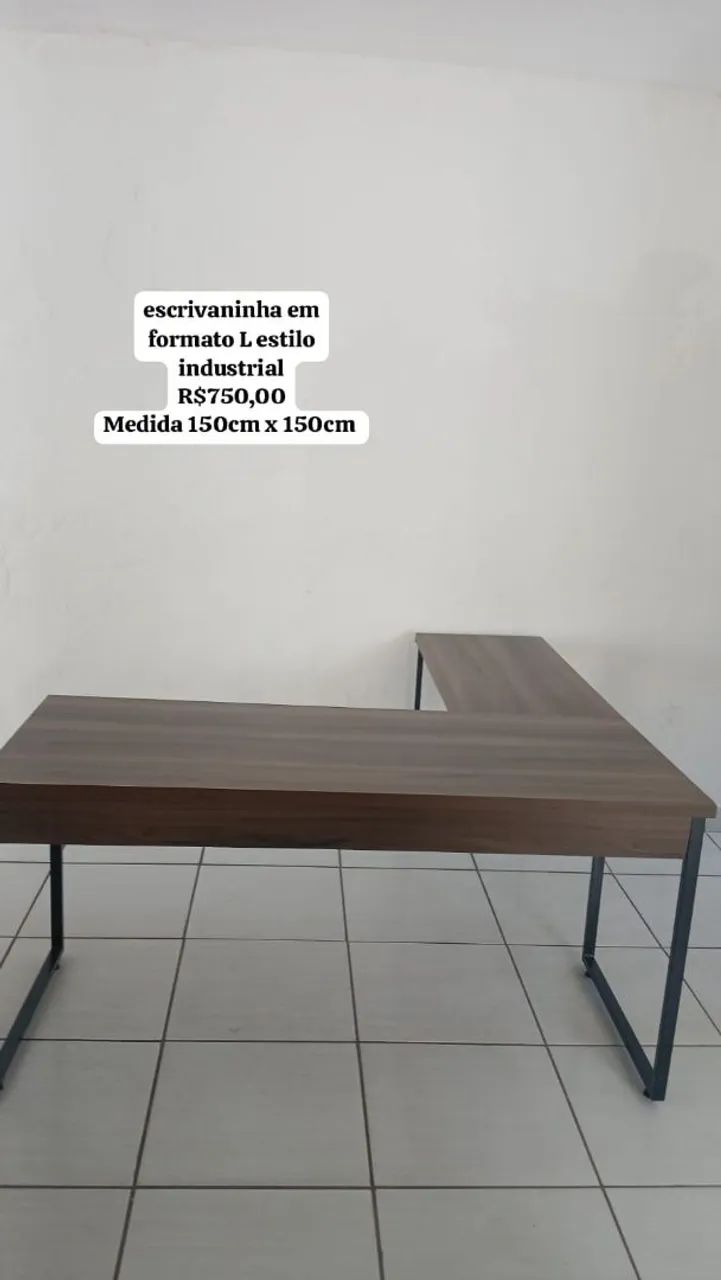 Escrivaninha em formato de L estilo industrial  - Foto 3