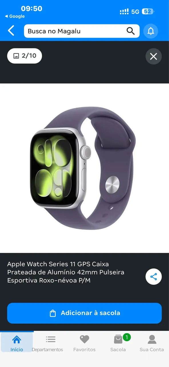 Apple Watch 11 42mm cinza LACRADO
