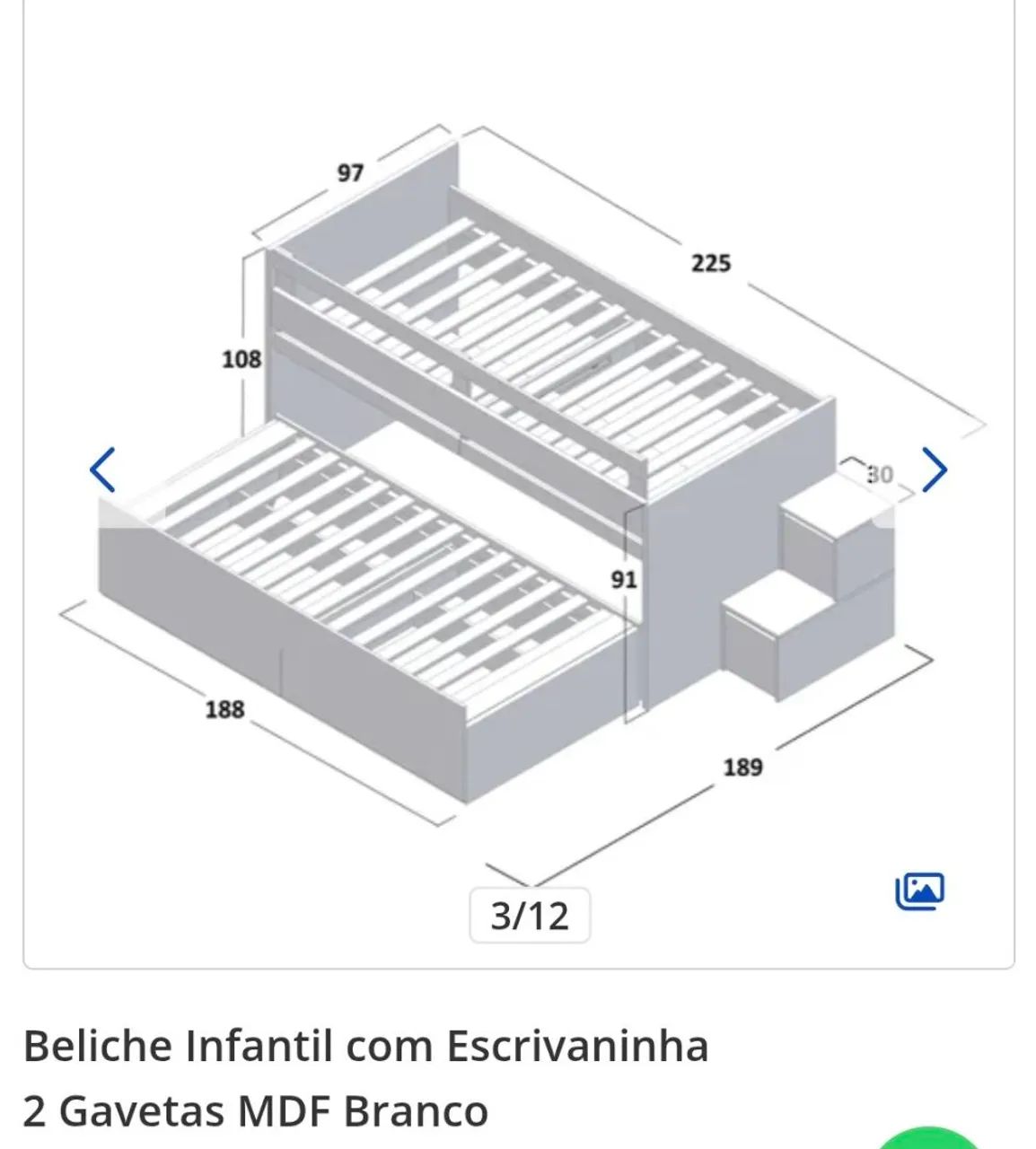 Bicama com escravaninha embutida - Foto 2