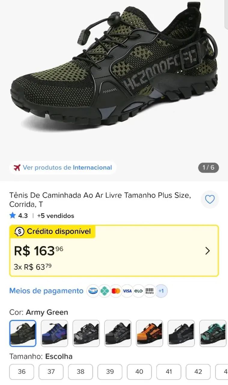 Tênis de caminhadas ao ar livre