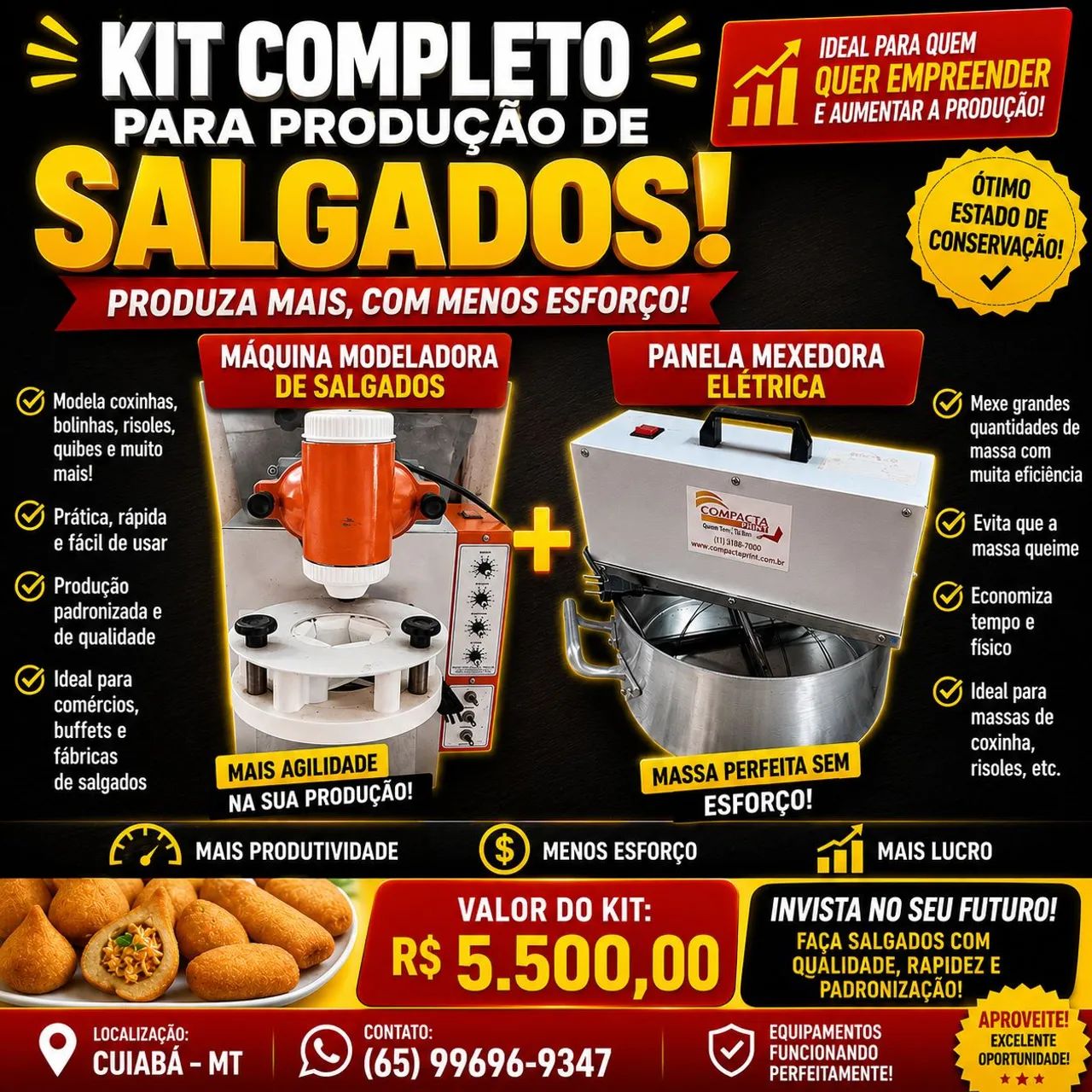 Máquina de salgados e doces Compacta Print + Masseira elétrica de 5kg