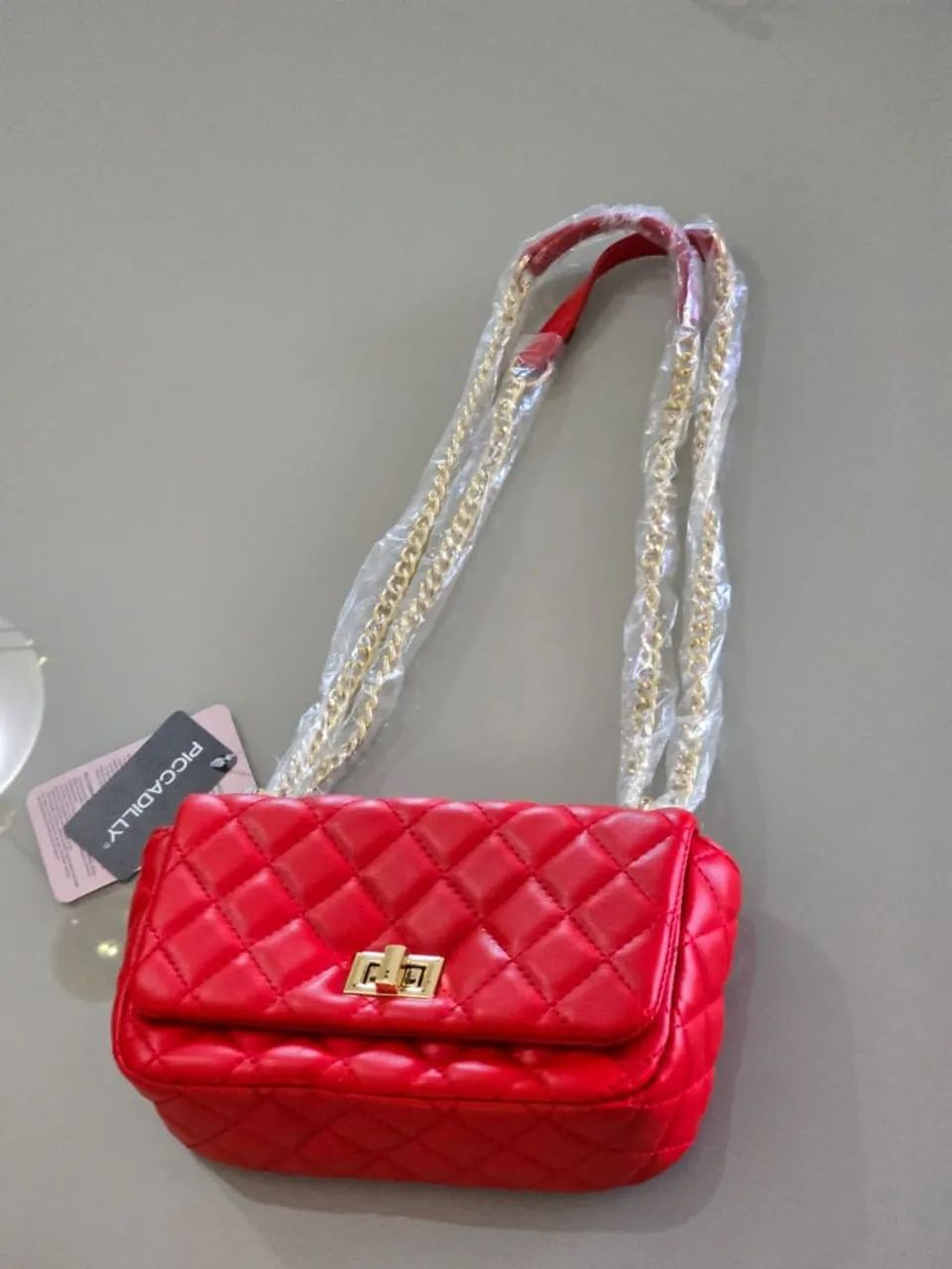 Bolsa Piccadilly Vermelha Nova com Etiqueta - Alça de Corrente