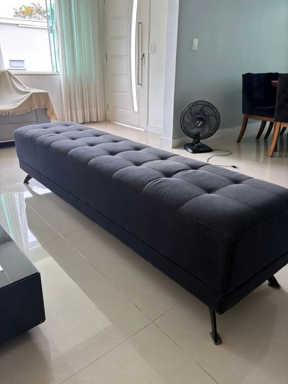 2-meter upholstered button-tufted bench – perfect for living room / foyer