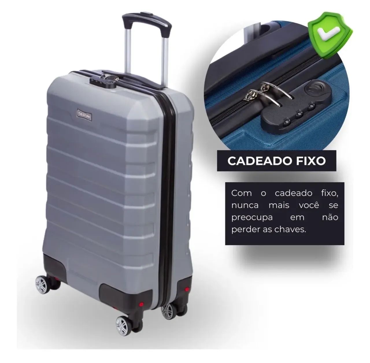 Mala de Viagem Bordo 10 kg ABS com Rodas 360° Wheeless 2T - Prata e preta - Foto 4
