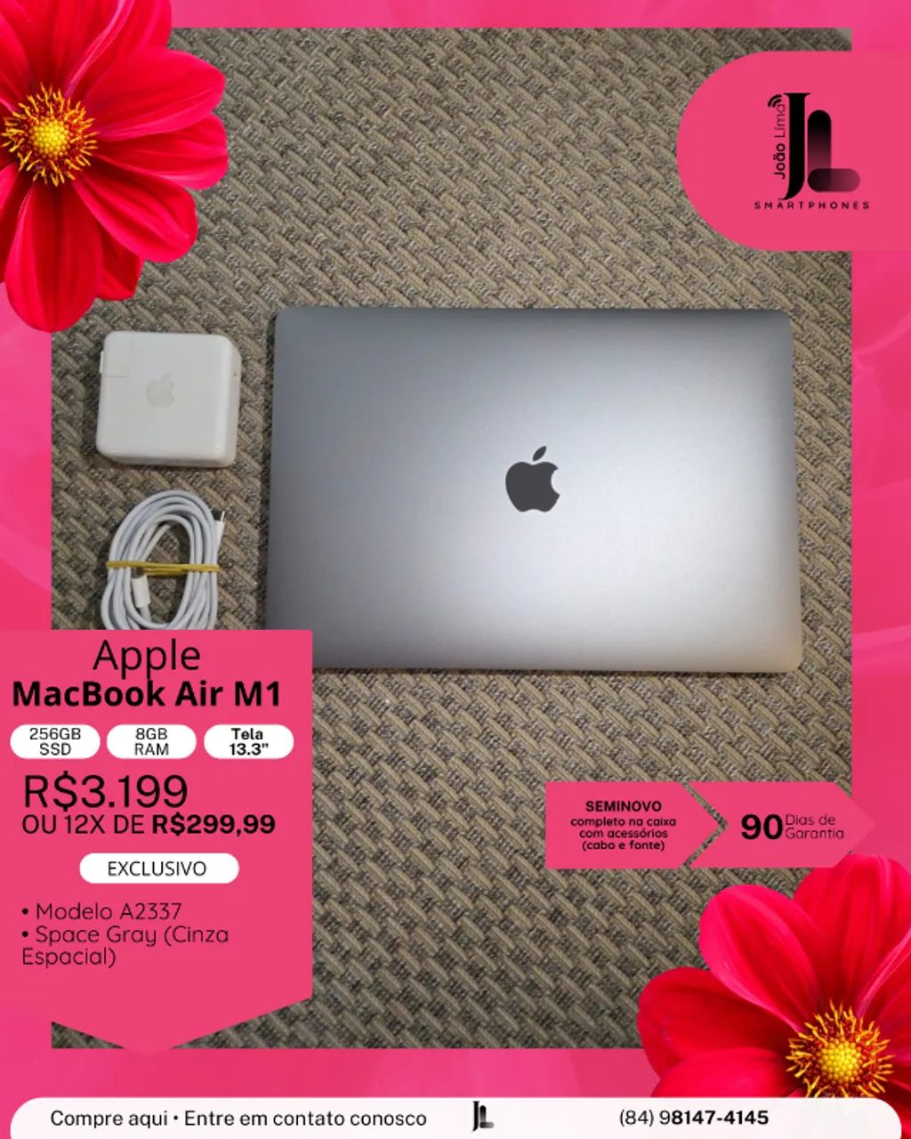 MACBOOK AIR M1, 256GB, 8GB RAM, SPACE GRAY, TELA 13.3 POL