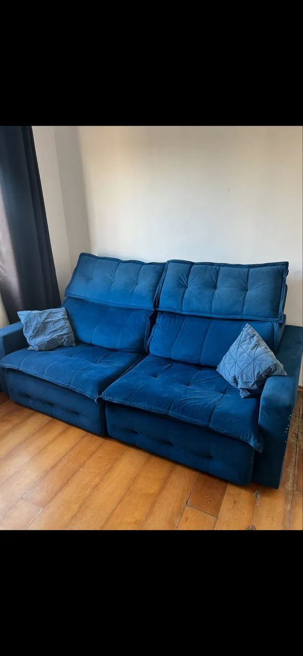 Sofá Retrátil e Reclinável | 2,30m | Suede Azul - Foto 5