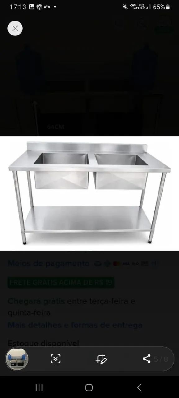 Pia Inox Industrial SEMI NOVA com 2 cubas  - Foto 4