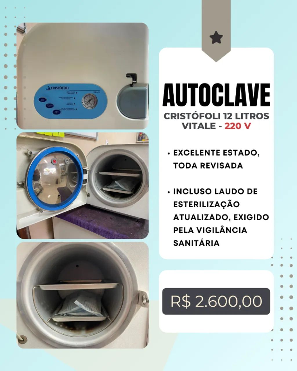 Autoclave CRISTÓFOLI 12 litros Alumínio Vitale - 220 V
