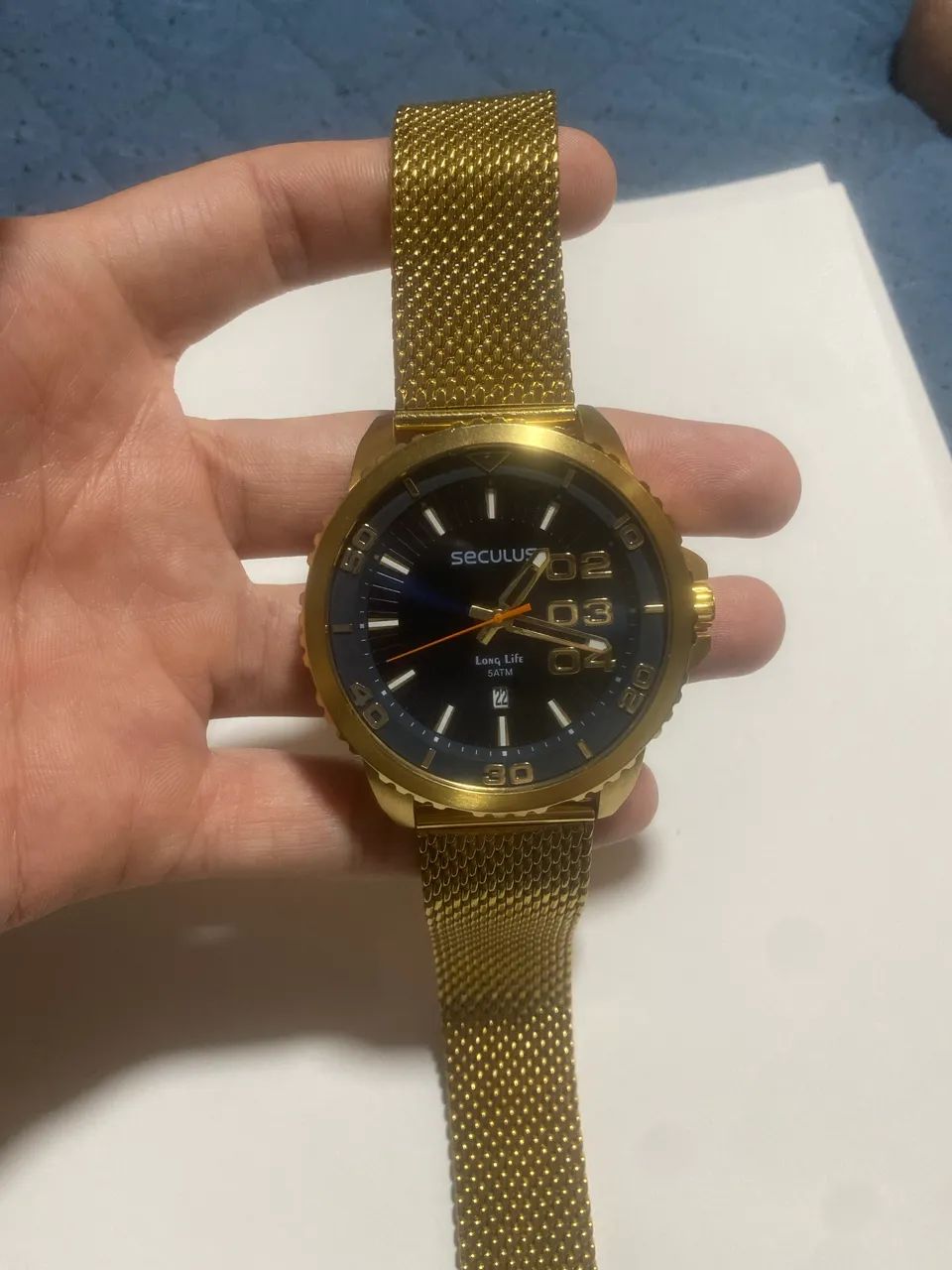 Relógio Masculino Long Life Seculus Dourado 