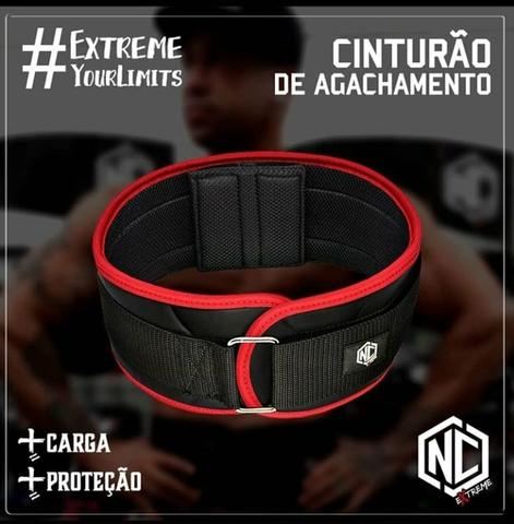 Cinturão de agachamento crossfit musculação com detalhe vermelho M - Foto 4