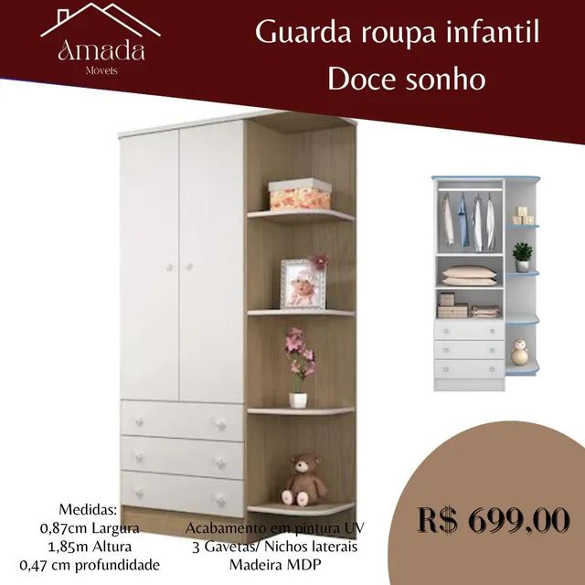 Guarda roupa infantil doce sonho , Entrega  em 3 dias  - Foto 2