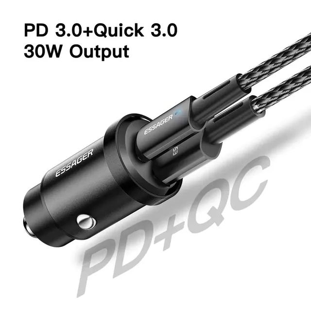 Carregador de Carro USB, Carregamento Rápido para iPhone, Huawei, Samsung, Xiaomi, 30W - Foto 3