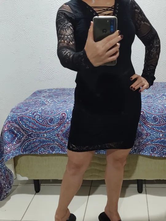 Vestido da Trimix em malha e renda