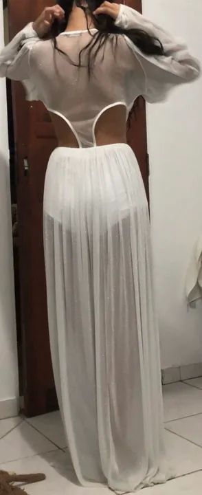 Vestido Branco Longo transparente - Foto 3