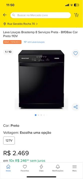 Lava-louças Brastemp 8 serviços - Preto