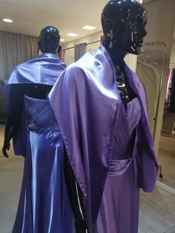 Vestido de festa longo Cetim lilás - M - Foto 4