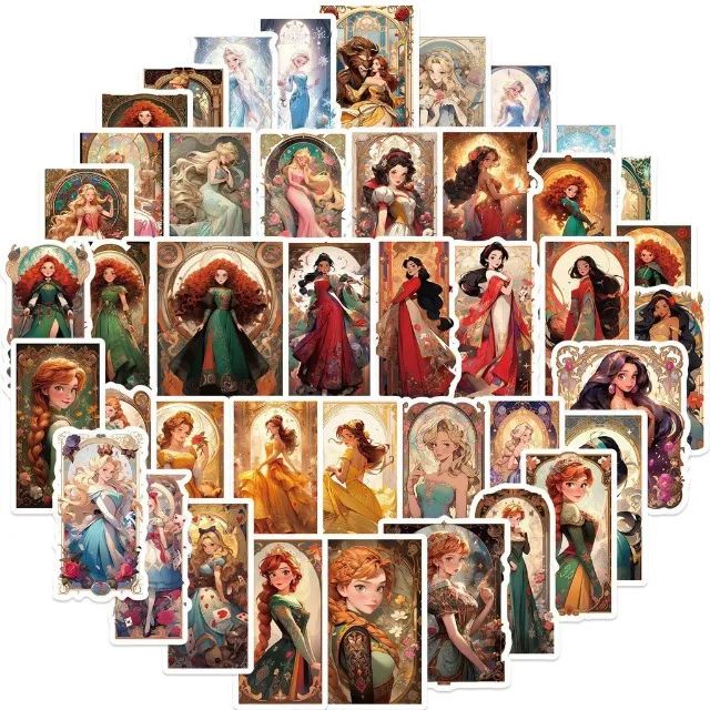 Kit 50 Adesivos de Princesas da Disney - Autocolantes Pcs Peças Unidades - Foto 2