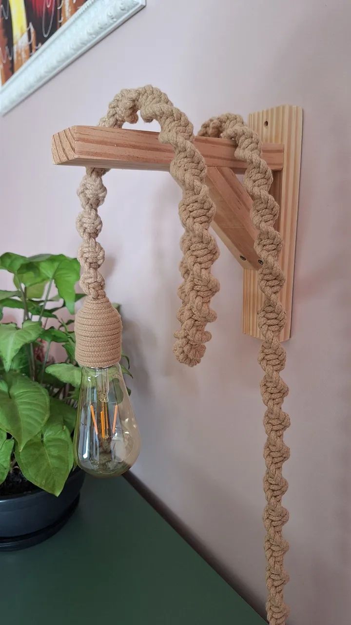 Luminaria fio de luz em macramê  - Foto 2