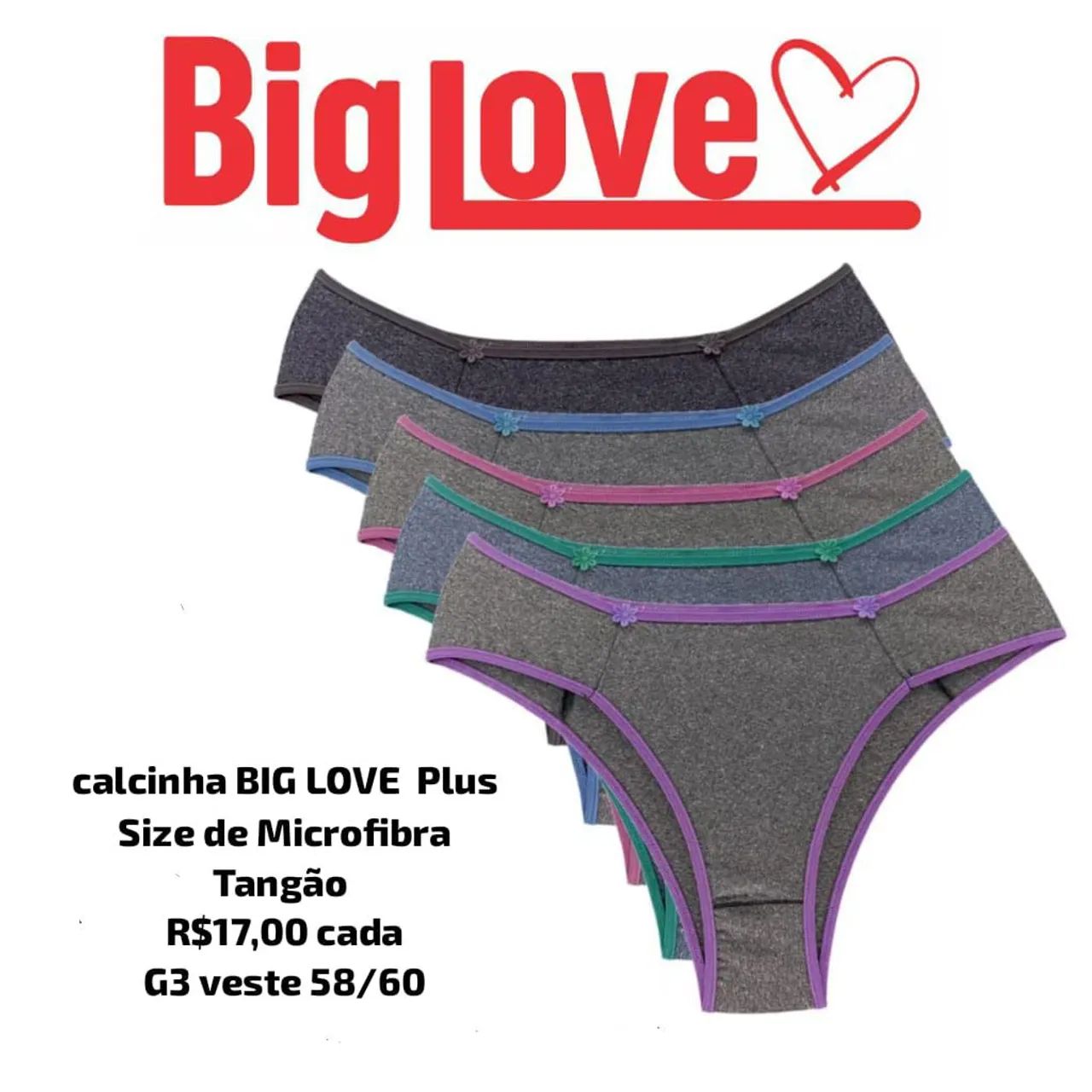 Calcinha Big Love Plus Microfibra Tangão - G3