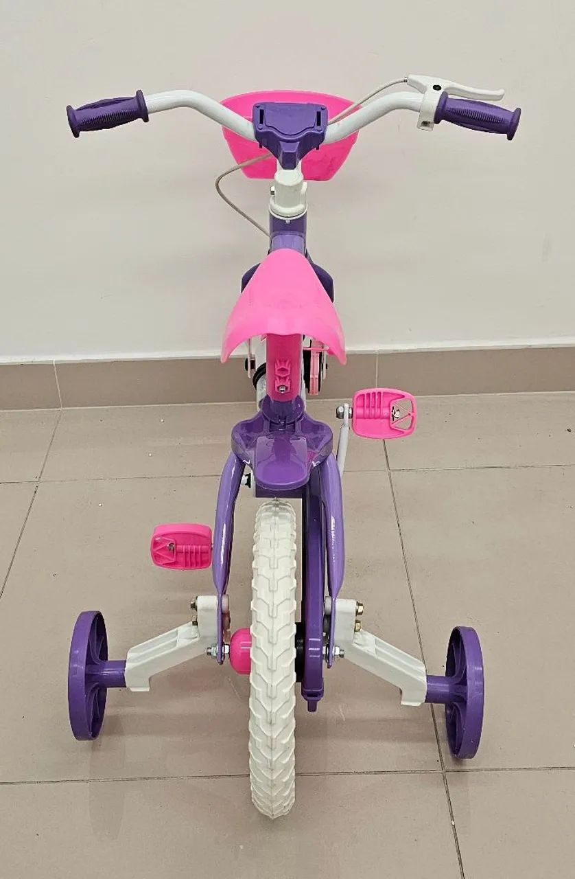 Bicicleta Infantil Rosa e Roxa com Rodinhas - Foto 4