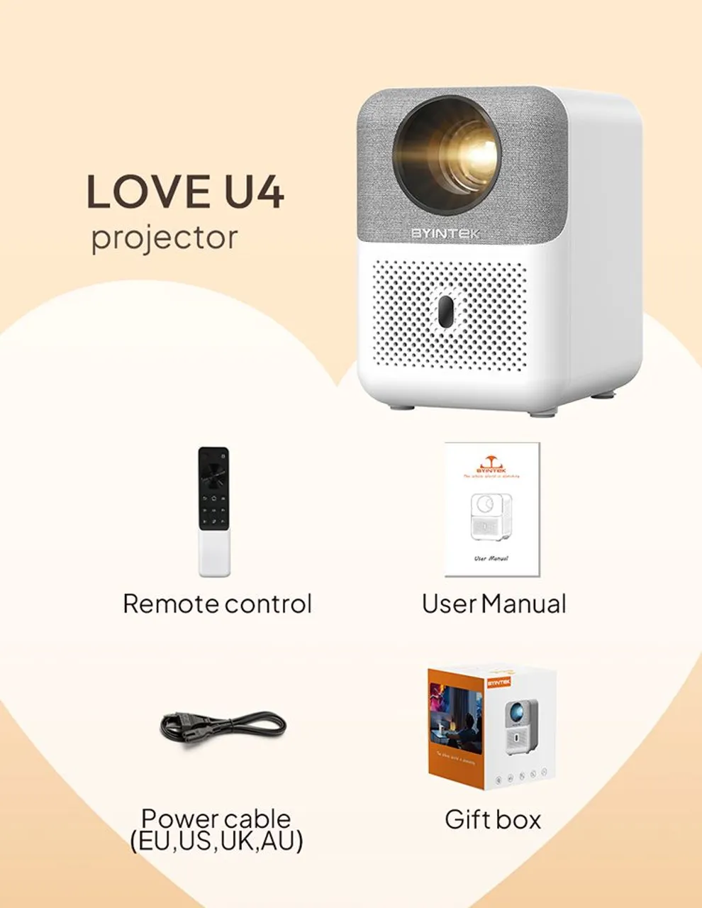 Projetor BYINTEK LOVE U4 - Qualidade e Compacto