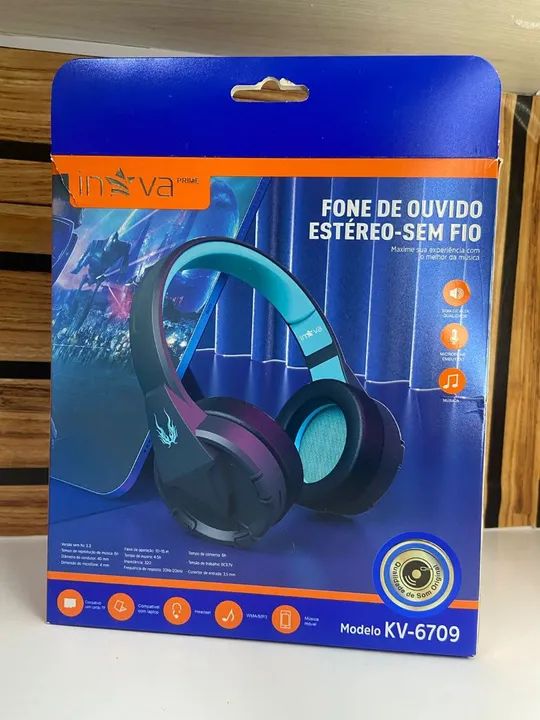 FONE DE OUVIDO ESTÉREO HEADPHONE VERDE BLUE SEM FIO - KV 6709 INOVA - Foto 2