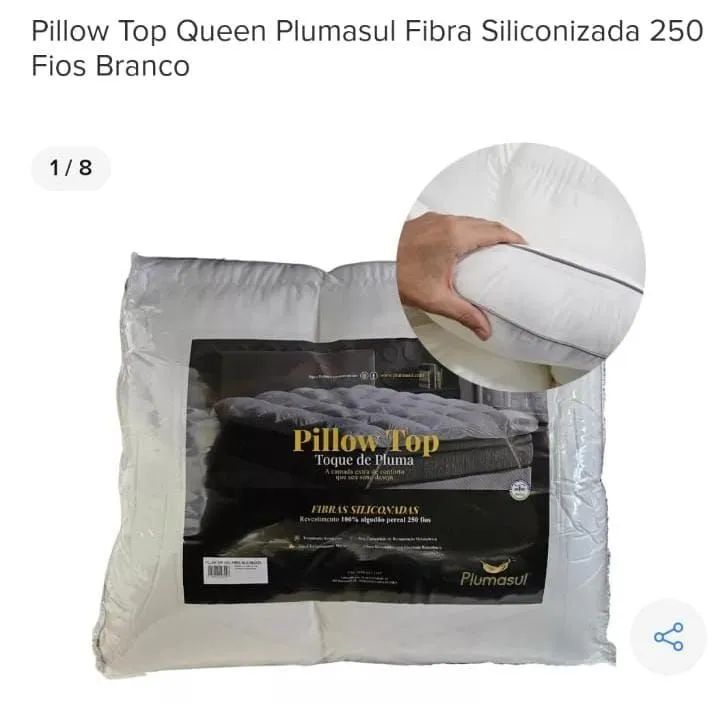 Pillow Top Queen Plumasul Fibra Siliconizada 250 Fios Branco