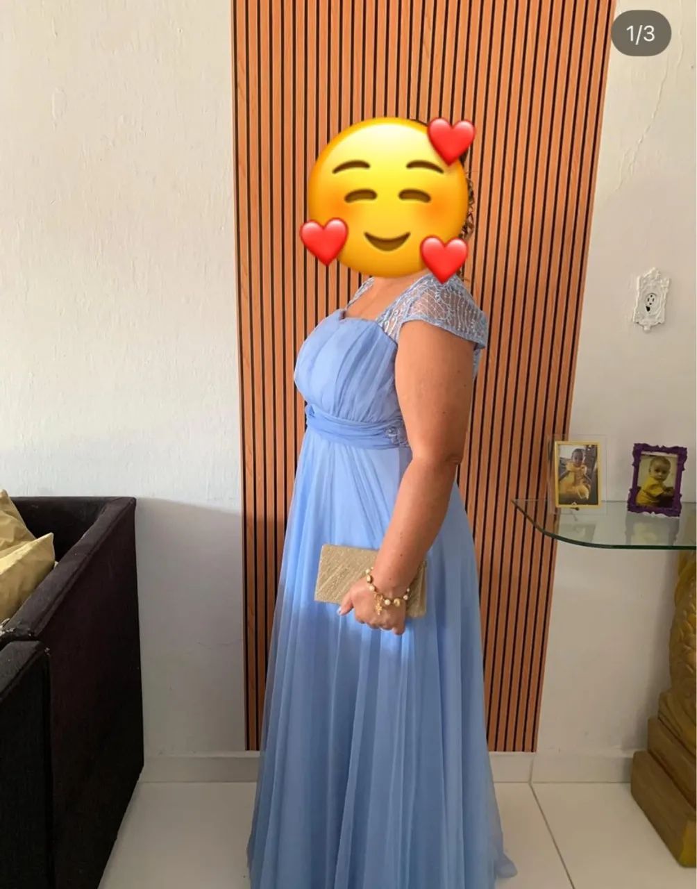 Vestido Azul Claro todo brilhante, usei 1 vez só  - Foto 2