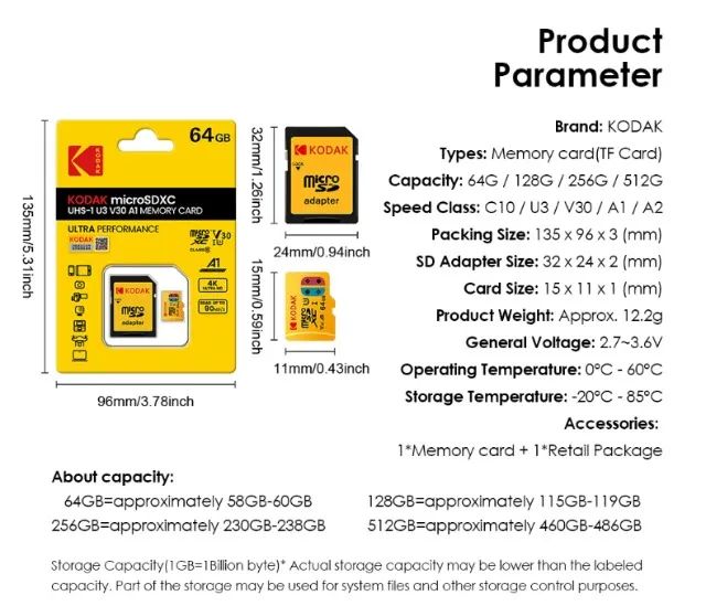 Cartão de memória KODAK 64GB MicroSD - Foto 2