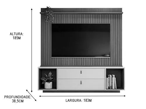 Home Ripado para TV 75" Largura 183cm com 2 Gavetas Basculantes  - Foto 2