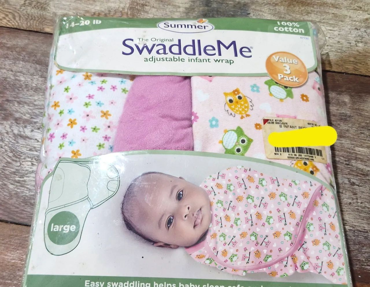 Pack com 3 sacos de dormir tipo cueiro de bebe swaddleme rosa - novo