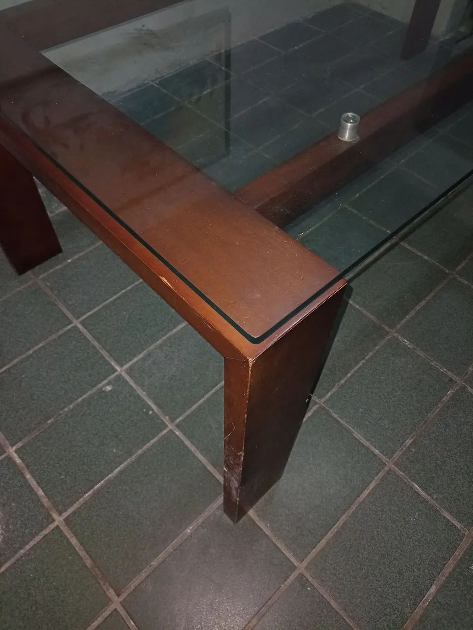 Mesa de Jantar de Vidro com Tampo de Madeira - Foto 4