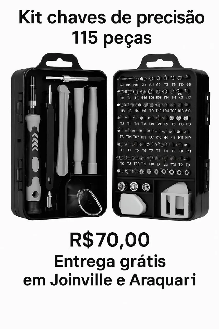 Kit de chaves de precisão com 115 peças