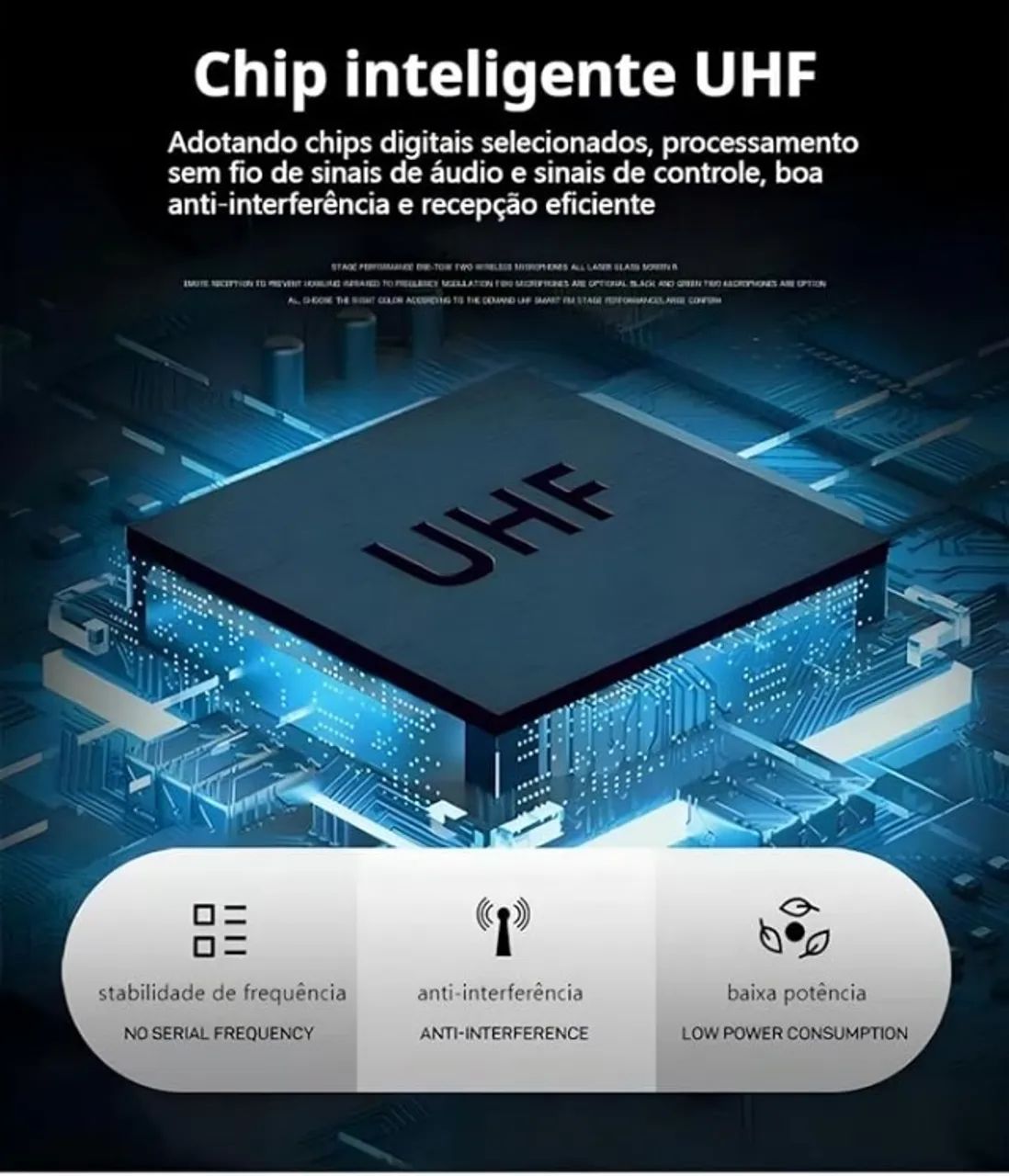 Microfone Sem Fio Profissional com Tecnologia de Frequência Infravermelha UHF - Foto 2