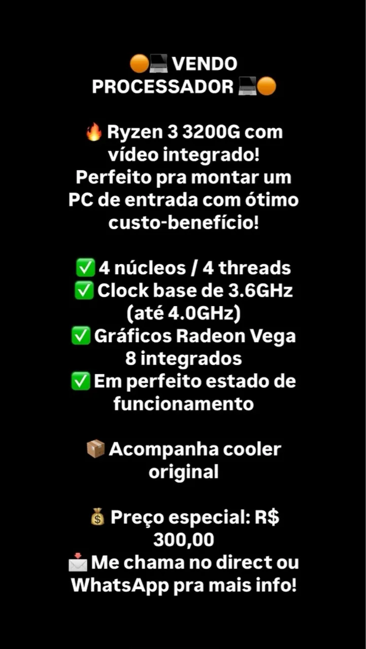 Vendo Ryzen 3 3200G