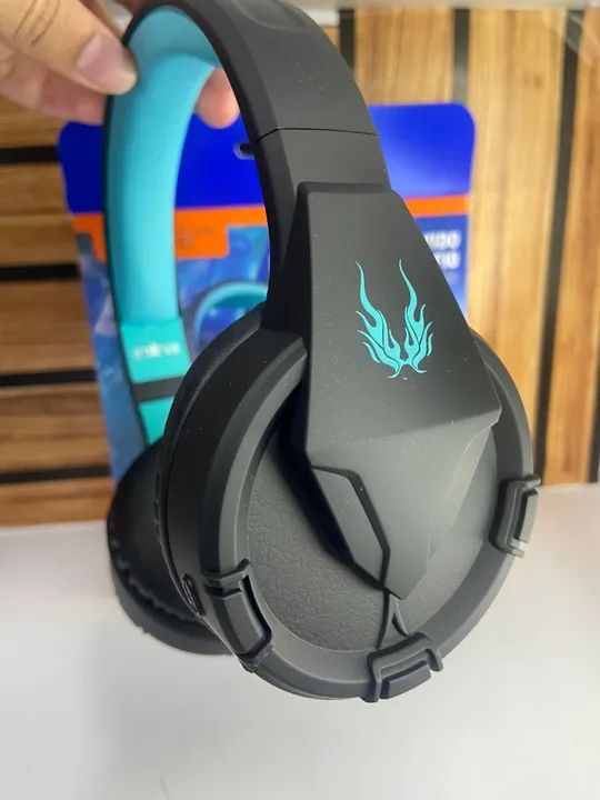 FONE DE OUVIDO ESTÉREO HEADPHONE VERDE BLUE SEM FIO - KV 6709 INOVA - Foto 3