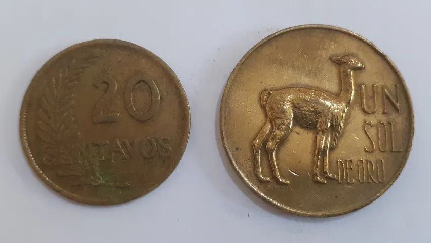 2 Moedas Peru - 20 Centavos (1956) / Un Sol De Oro (1967) - Foto 2