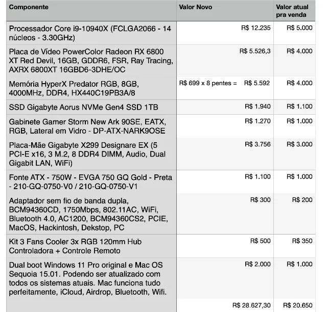 iMac Computador de Alta Performance (com Mac OS e Windows) - Hackintosh Core i9, 64 de ram - Foto 5