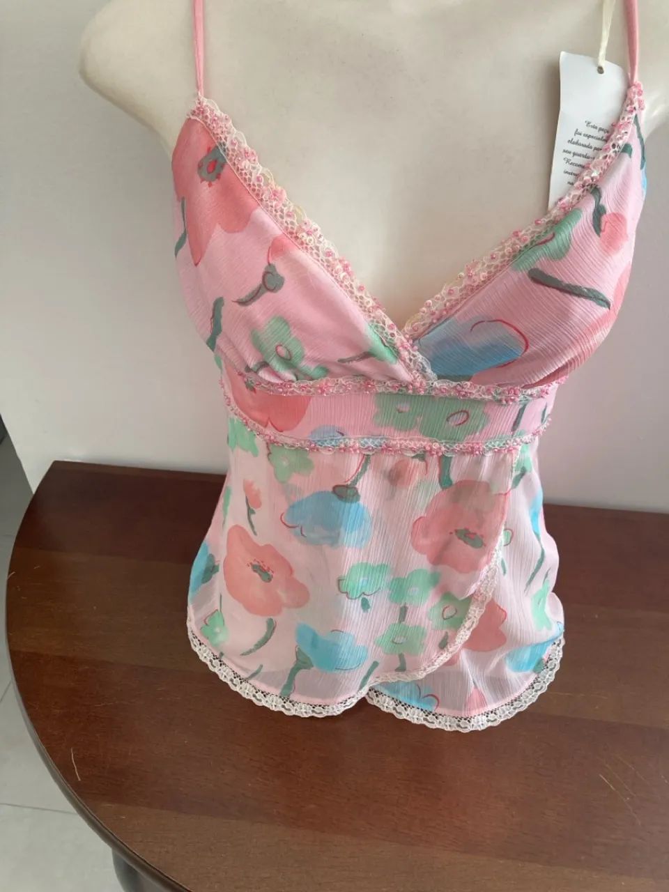 Blusa manga longa sobreposta cinza e listrada - Foto 3