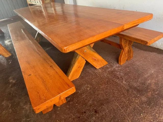 Mesas Artesanais rusticas em madeira pura 3mts - Foto 3