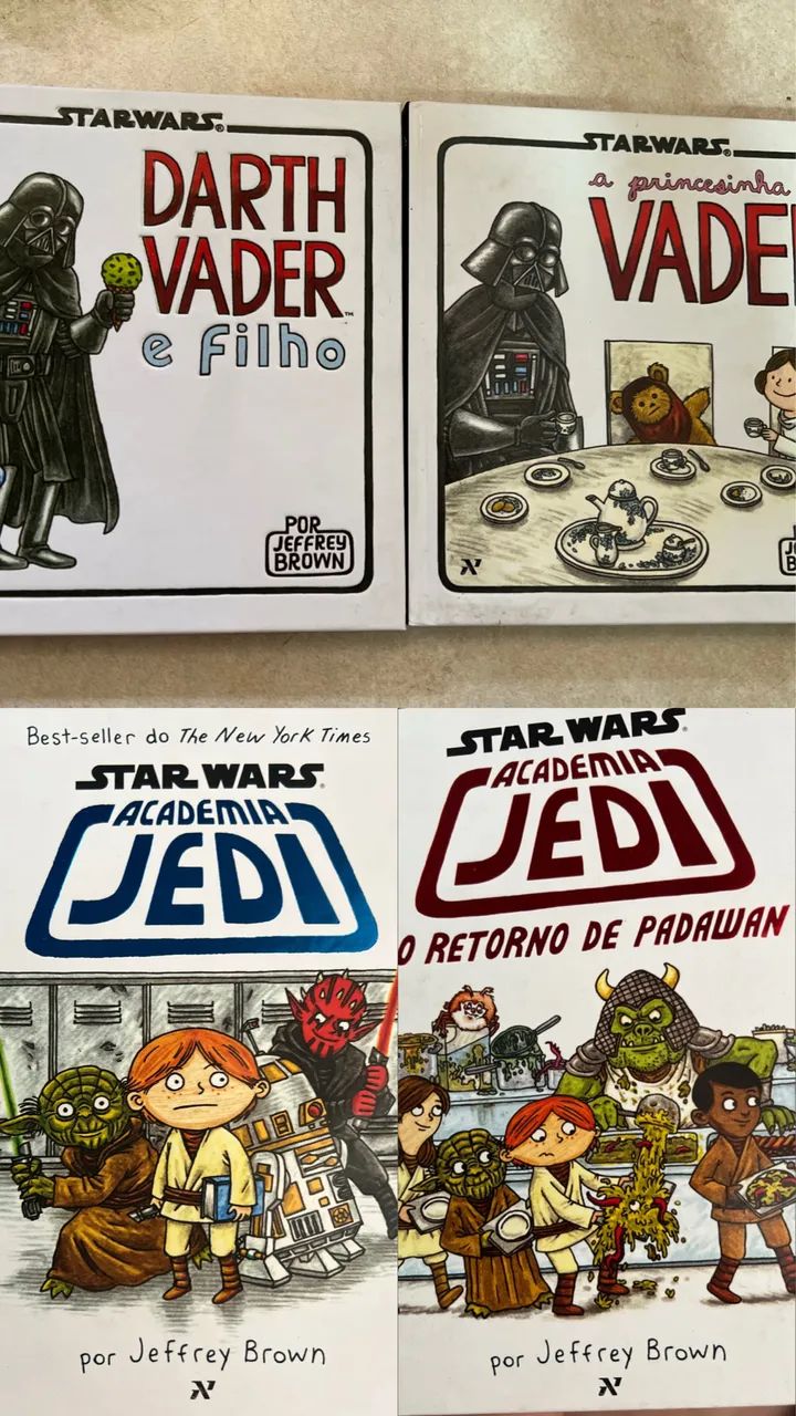 4 Hq Quadrinho de Star Wars: 2 vol Academia Jedi, Darth Vader e filho, princesinha