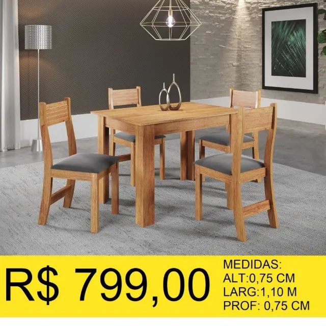 MESA 4 CADEIRA MADEIRA A PRONTA ENTREGA
