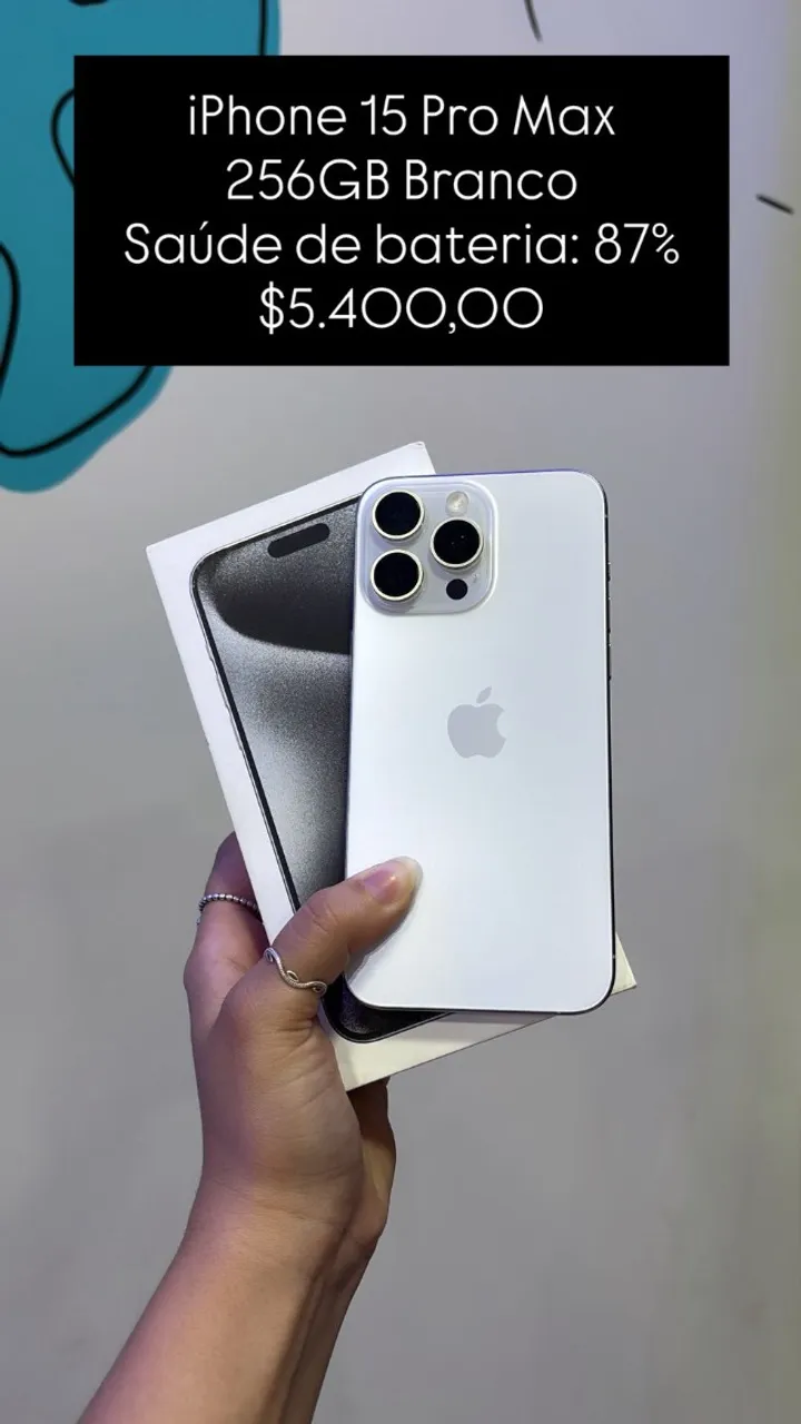 IPhone 15 Pro Max Titânio Natural 256Gigas Saude de bateria 87% R