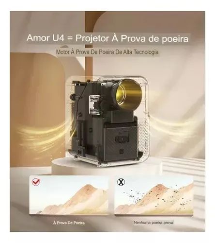 Projetor Byintek Love U4 1080p Full HD 300Ansi Lente Selada Wifi Bluetooth - Foto 5