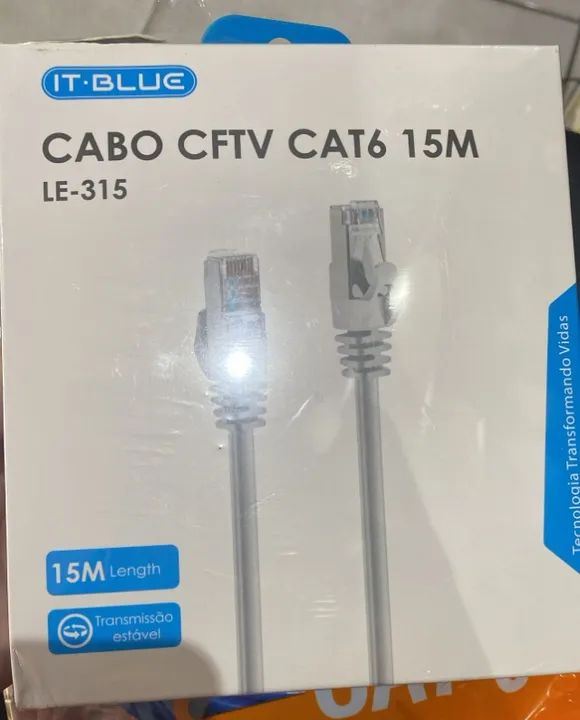 Cabo de Rede Cat6 15 Metros It Blue Le-315 -Ideal para CFTV e Conexão de Internet -Coimbra