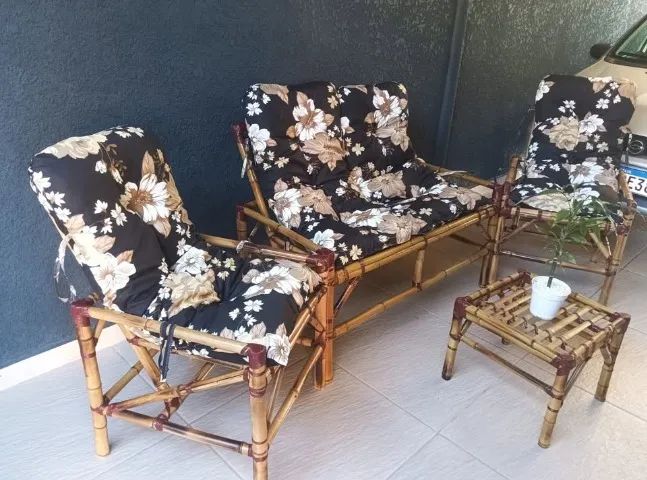 Conjunto Bambu 2 poltronas + 1 uma namoradeira + 1 mesinha - Foto 5