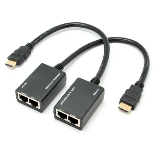 Adaptador/extensão Hdmi RJ45 para extensão de até 30 mts Via Cabo de Rede 1080p 4K (par)