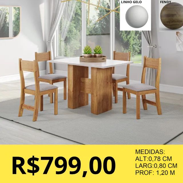 MESA 4 CADEIRA MADEIRA A PRONTA ENTREGA - Foto 3
