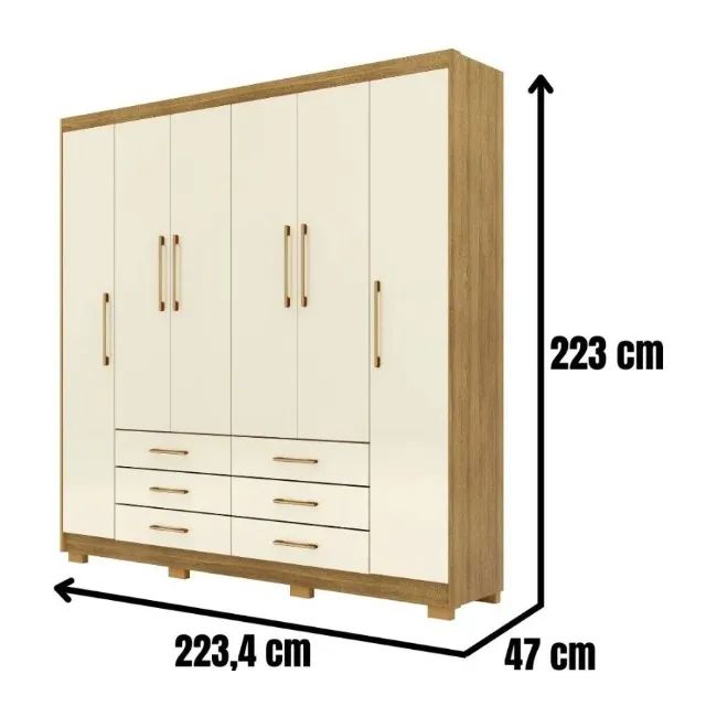 Guarda Roupa Canadá 6 Portas 6 Gavetas 100% MDF DIVIDMOS EM ATE 10 X SEM JUROS  - Foto 4