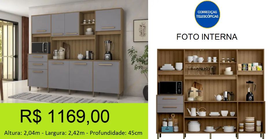 Cozinha 2,42M  super moderna com pés - Foto 2